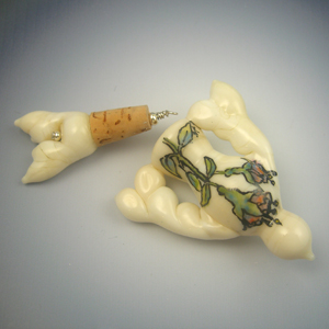 Vickie Hallmark | Fuchsia Wren - blown glass vessel with painted enamel