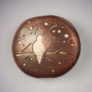Vickie Hallmark | One Blackbird back - electroformed copper over glass lampwork beads