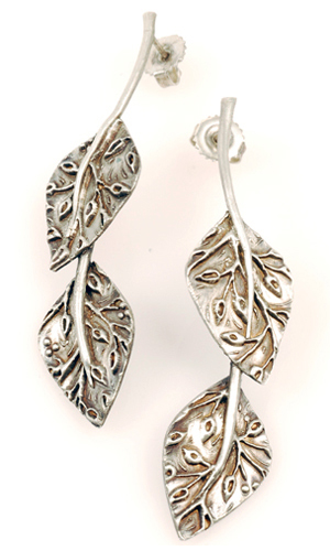 Vickie Hallmark | Double Leaf - leaf on leaf earrings, sterling silver 