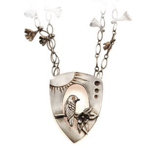 Vickie Hallmark | Spring Treetop - bird necklace,  sterling silver