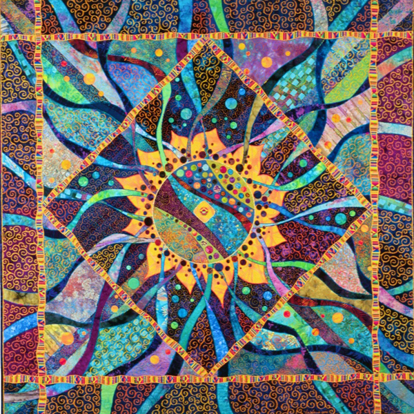 Vickie Hallmark | Fusion, machine quilted double-sided art quilt, Masters Award for Innovative Quilting, International Quilt Festival 1999