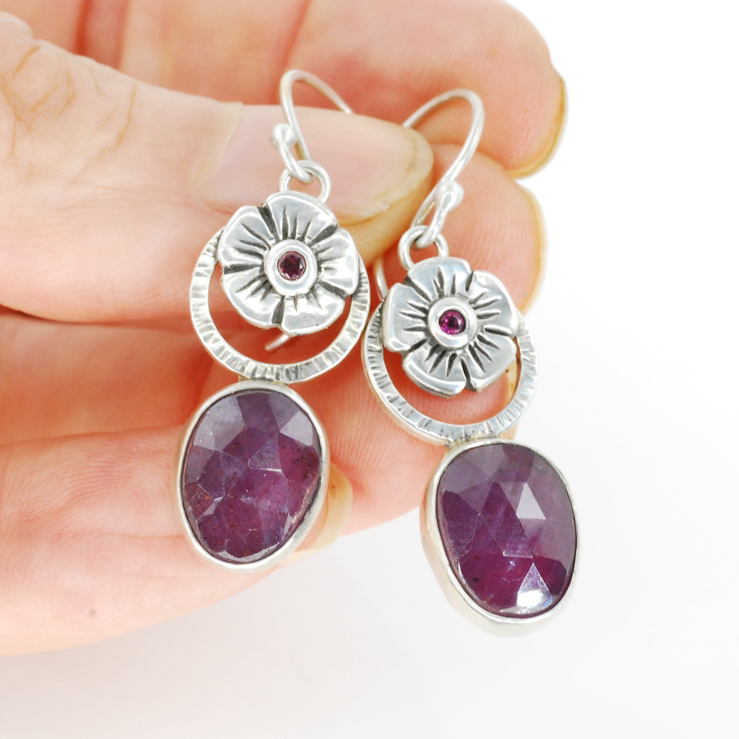 Purple Sapphire Blossom Earrings