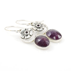 Purple Sapphire Blossom Earrings