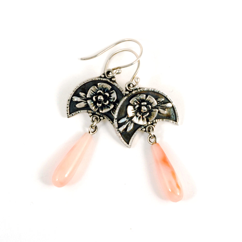 Coral Moonflower Earrings