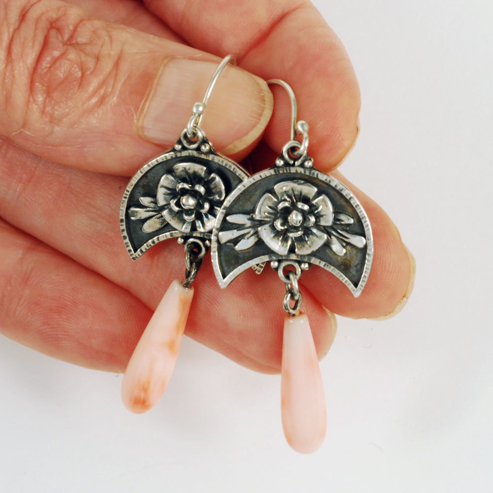 Coral Moonflower Earrings